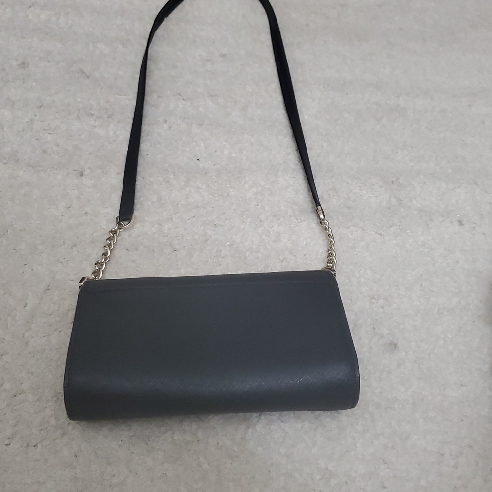 kate spade NY Eva Crossbody, Black Pebbled Leather, Chain Accents - Picture 6 of 6